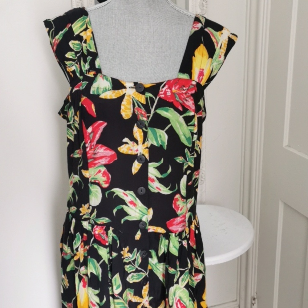 Vintage 70s/80s Meico Hawaiian tropical maxi dress with pockets. Size 14. - Picture 2 of 9